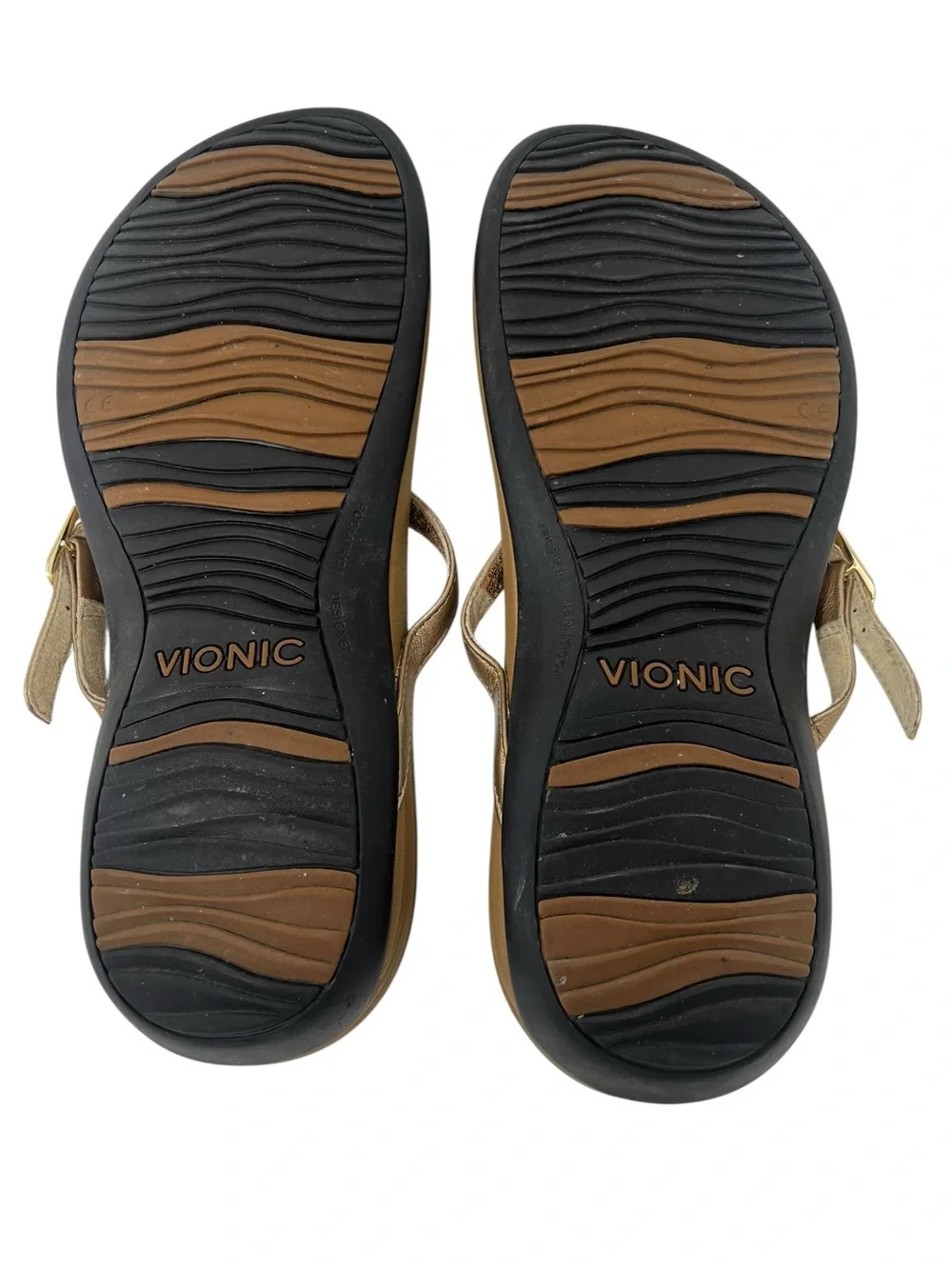 Vionic  Metallic Tan Ring-Accent Thong Sandals